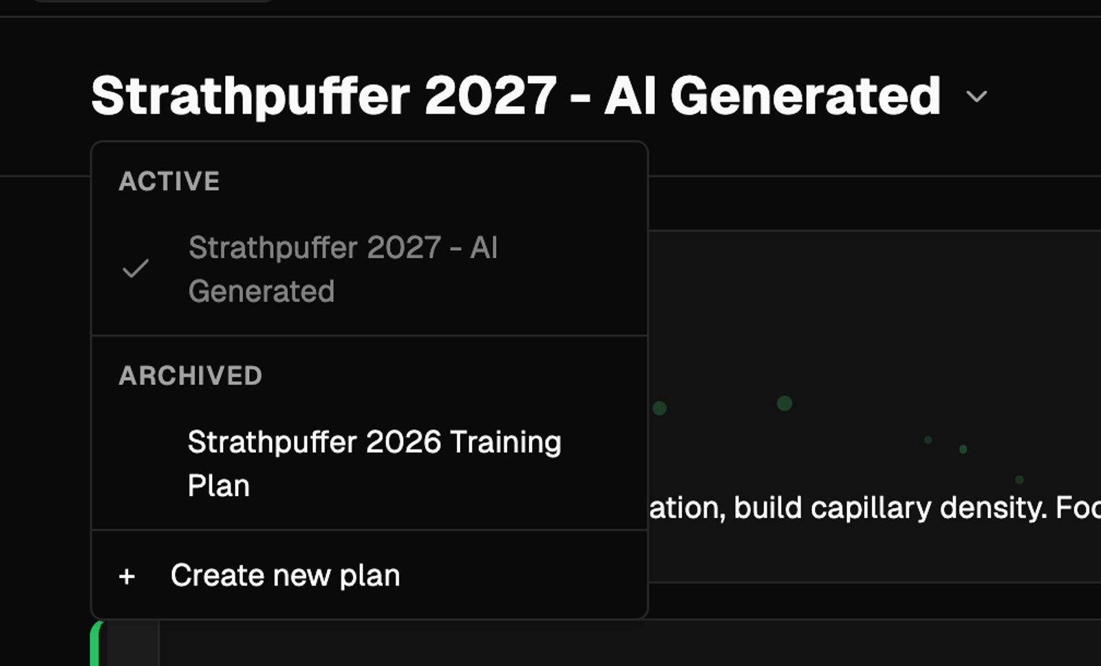 The AI training plan wizard collecting profile details to build a periodised plan