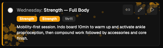 A structured strength session in the app